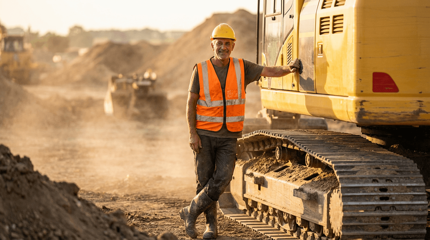 Experienced excavation operator at a job site